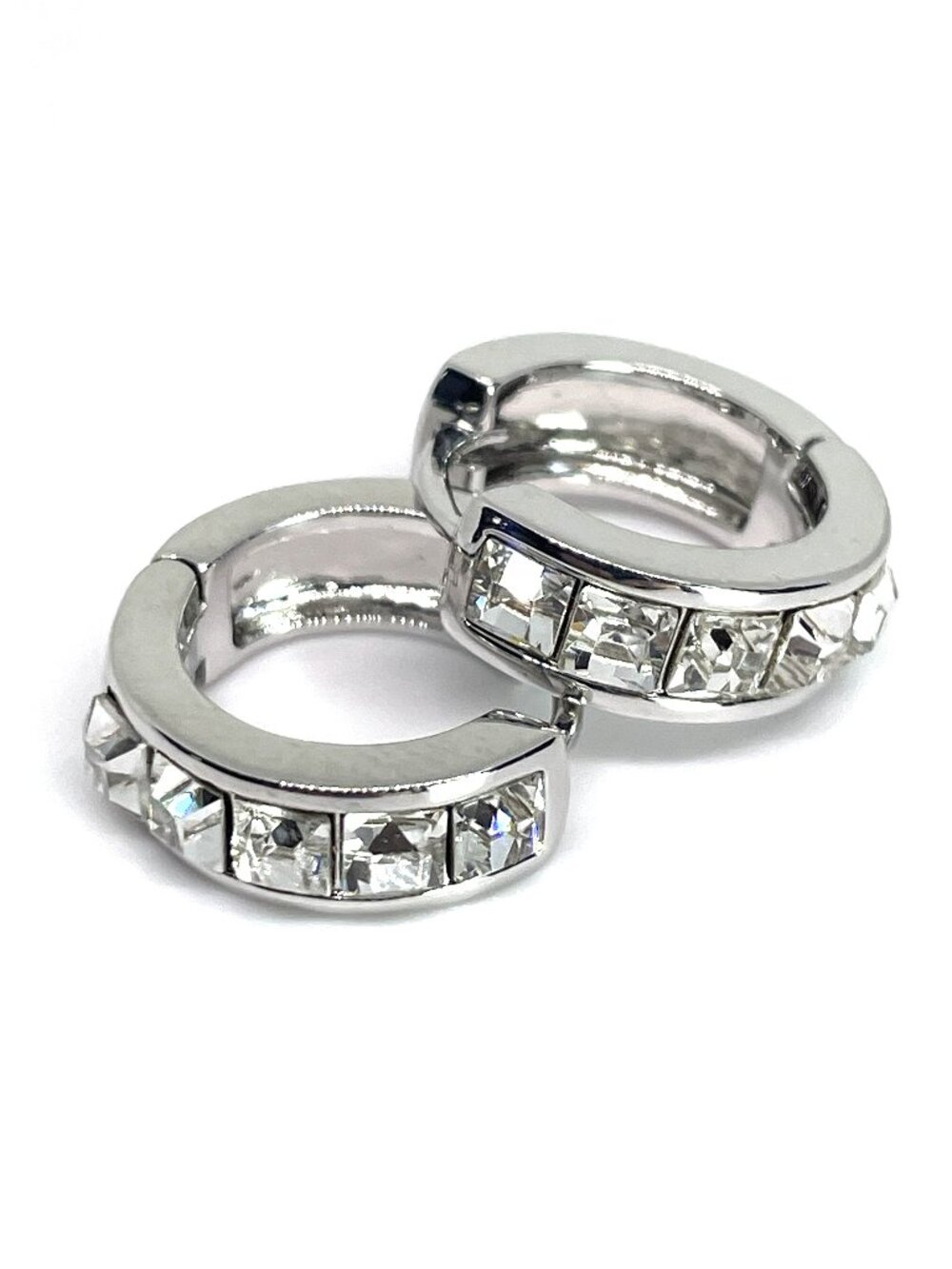 Half -Eternity Channel Set Huggie Earrings, made with Crystals by Swarovski